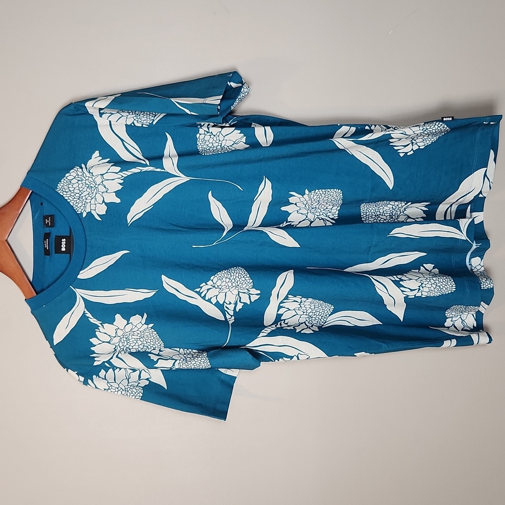 Hugo Boss Tessler Blue Floral Print‎ T-Shirt Size XXL - Picture 2 of 11